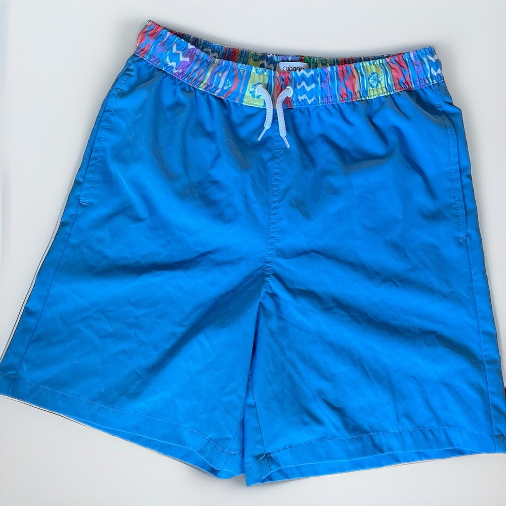 Cabana by Crown & Ivy Youth Swim Shorts Large Blue Drawstring